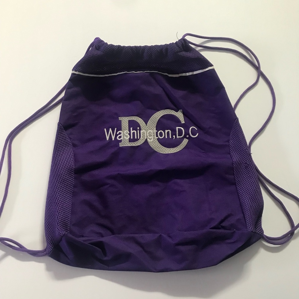 Washington DC Purple and Silver Drawstring bag